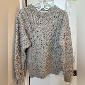 Aran Mor Unisex Kildare Merino Wool Crew Neck Sweater Oatmeal